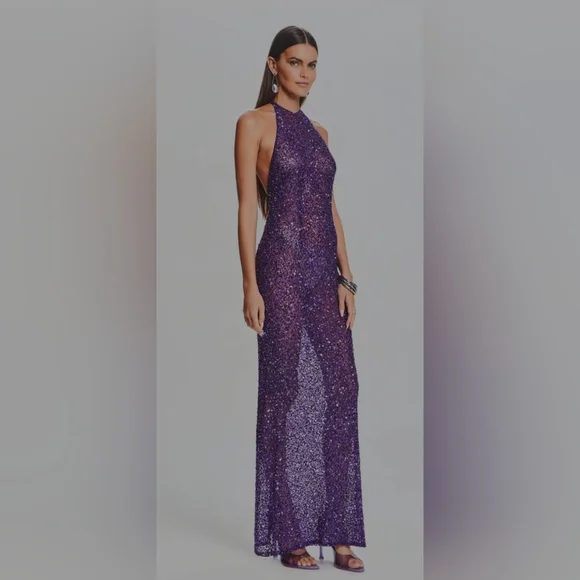 Clarisse Purple Sequin Dress - Picture 7 of 10